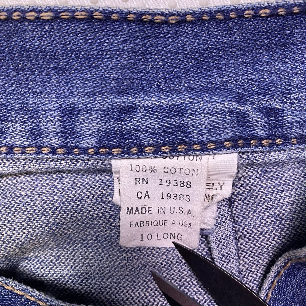 Vintage Brittania High Rise Boot Cut Wide Leg Denim Jeans Brittish Flag 10 long - Picture 2 of 8